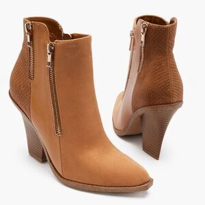 Charmayne Block Heel Bootie Lt Camel Size 8